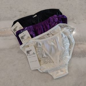 3 PCS NWT Silk Panties with Lace Trim | Vintage Satin Briefs